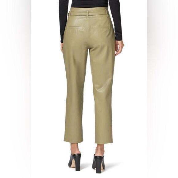 PAIGE Women's Maria Pant Vegan Leather Self Belt Exposed Button Fly - Picture 6 of 11